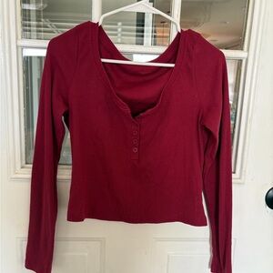 & Other Stories Burgundy Long Sleeve Top